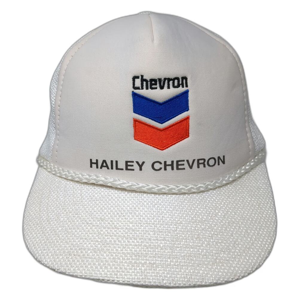 Designer Award Headwear Trucker Hat White One Size Chevron Logo Mesh Snapback